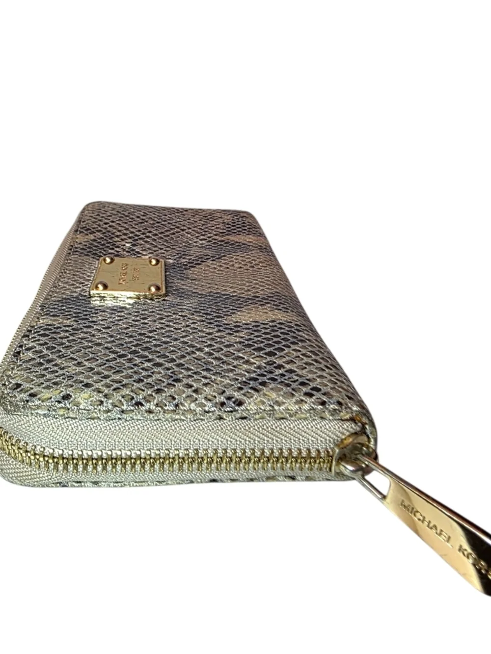 Michael Kors Metallic Snake-Print Wallet - Gold - Picture 8 of 11